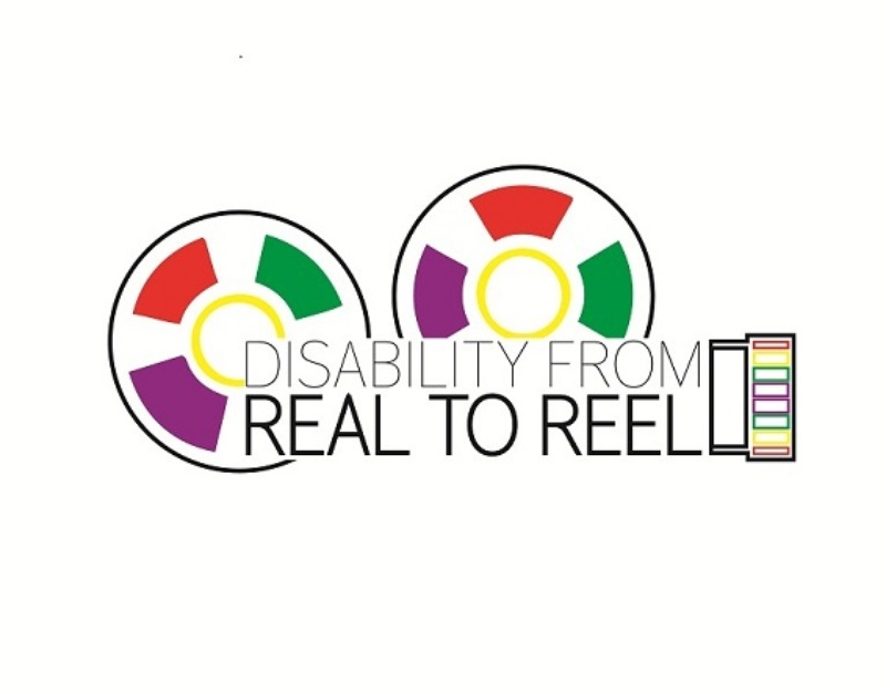 Disability From Real to Reel festival logo with brightly colored film reels and camera lens.