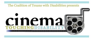 Cinema Touching Disability film festival logo with a wheelchair that has an old-fashioned film reel in place of the wheel.