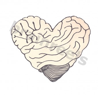 An illustration of a brain in the shape of a heart.