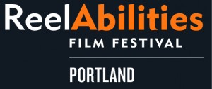 ReelAbilities Portland Film Festival logo in dark gray with white and orange text.