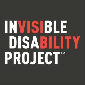 Invisible Disability Project logo. Text in red and white, highlighting "visi-bility".