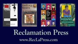 Book covers for "Troubleshooting", "Fading Scars: My queer disability history", "The Kinda Fella I Am", and "Sustaining Spirit: Self care for social justice".